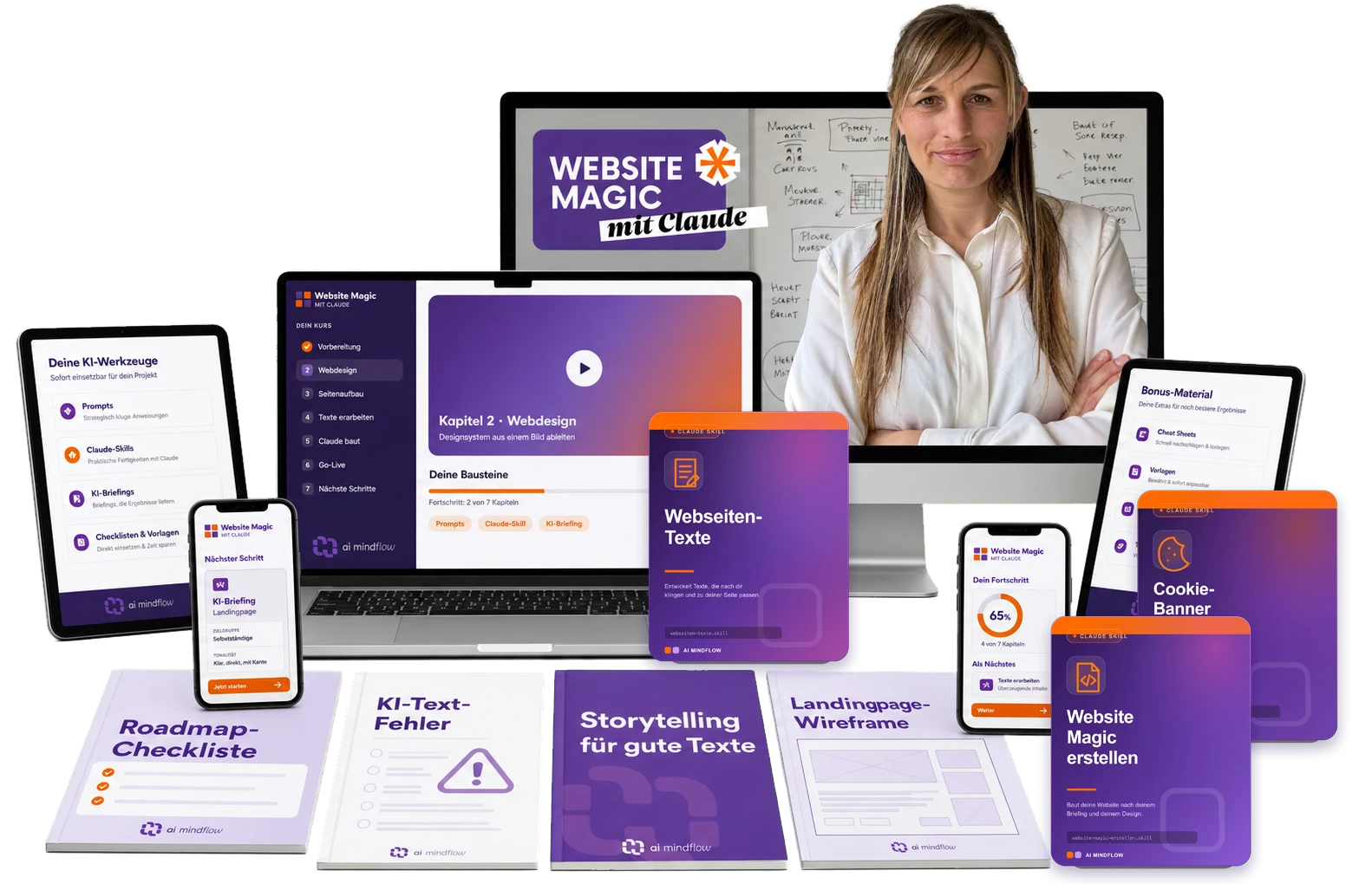 Website Magic mit Claude – Kurs mit sieben Kapiteln, Claude-Skills, KI-Briefings, Checklisten und Vorlagen